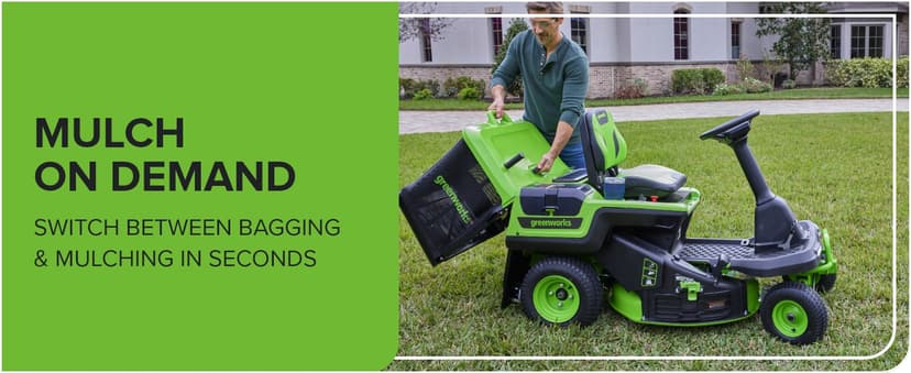 Greenworks 60V 30" Tractor, (4) 8.0Ah + Wall Charger