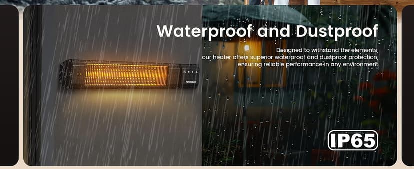 Infrared Heater 24H Timer Outdoor Heater, IP65, Memory Function Infrared Electric Patio Heater, 9 Levels Heating Touchscreen With Remote Electric heater, Restaurant Backyard, 1500W, Black