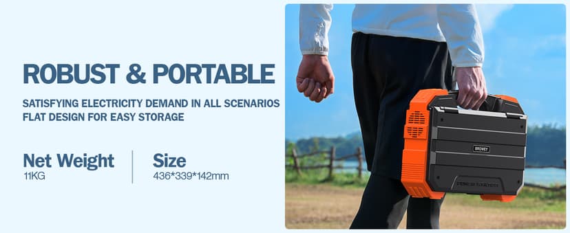 BROWEY Portable Power Station 1000W with Built-in Solar Panel, 614WH/192000mAh LiFePO4 Battery Pack, Solar Generator with AC/DC/USB/PD Outputs for Outdoor Camping, RV Travel, Emergency Preparedness