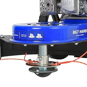 BILT HARD Walk Behind String Trimmer, 170cc 4-Cycle Gas Brush Hog Mower, 22 Inch Cutting Diameter, Push Weed Eater with 14 Inch Flat Free Wheels, Brush Cutter for Farm, Lawn, Yard