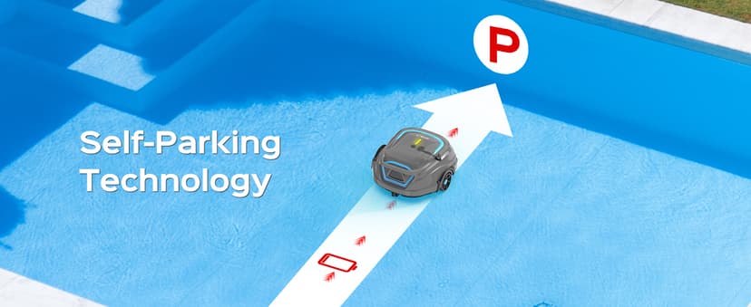 WYBOT A1 Cordless Robotic Pool Cleaner, Automatic Pool Vacuum with 120 Mins, Double Filters, LED Indicator, Fast Charging, Ideal for Above Ground & In-ground Flat Pools - Blue & Grey