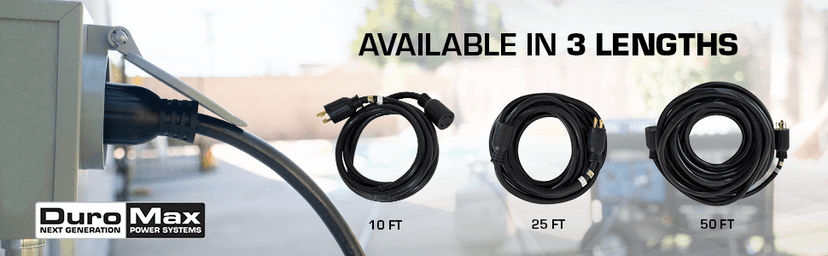 DuroMax XP3025GC 30-Amp 25-Foot 10-Gauge L14-30 Heavy Duty Generator Cord for Home Power Backup, Black