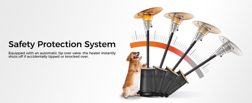 50,000 BTU Patio Heater for Outdoor Use With Adjustable Heat Focusing Top, Table Design, Stainless Steel Burner, Wheels,Propane Heater for Garden, Commercial and Residential, Black