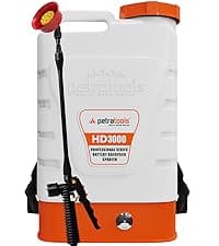 PetraTools Battery Powered Backpack Sprayer 4 Gallon - 6 Hours Long Battery Life & Padded Straps for Comfort - HD4000 Electric Backpack Garden Sprayer with 6 Spray Nozzles & 90PSI Adjustable Pressure