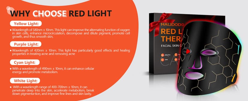 Red Light Therapy Mask for Face, 8 Mode Facial Skin Care Mask, 288 Lamp Red Light Therapy Mask at Home, 660nm&850nm Infrared Light Therapy Mask with Timer Remote Control, Relife