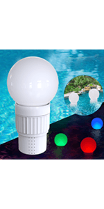 Bluetooth Pool & Hot Tub Speaker with Colorful Lights & 360 Surround Sound, IP68 Waterproof Floating Speaker, Up to 85ft Bluetooth Range