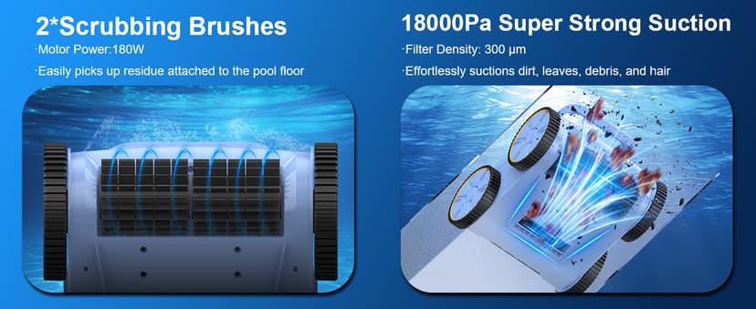 (2025 New) Robotic Pool Vacuum, Robotic Pool Cleaner for Inground Pools, Smart Navigation, Floor/Wall/Waterline Cleaning, 180 Mins Runtime for Pool Up to 2100 Sq.ft