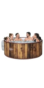 Bestway SaluSpa Hawaii AirJet 2 to 6 Person Square Inflatable Hot Tub Portable Outdoor Spa with 140 Soothing AirJetsr, Blue