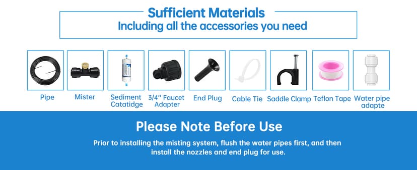 Misting Cooling System for Outdoor Patio & Garden - Brass Nozzles, UV-Resistant Tubing, DIY Installation - Water-Saving Backyard Mister for Greenhouse, Trampoline, Pool, BBQ Parties (50FT / 15M)