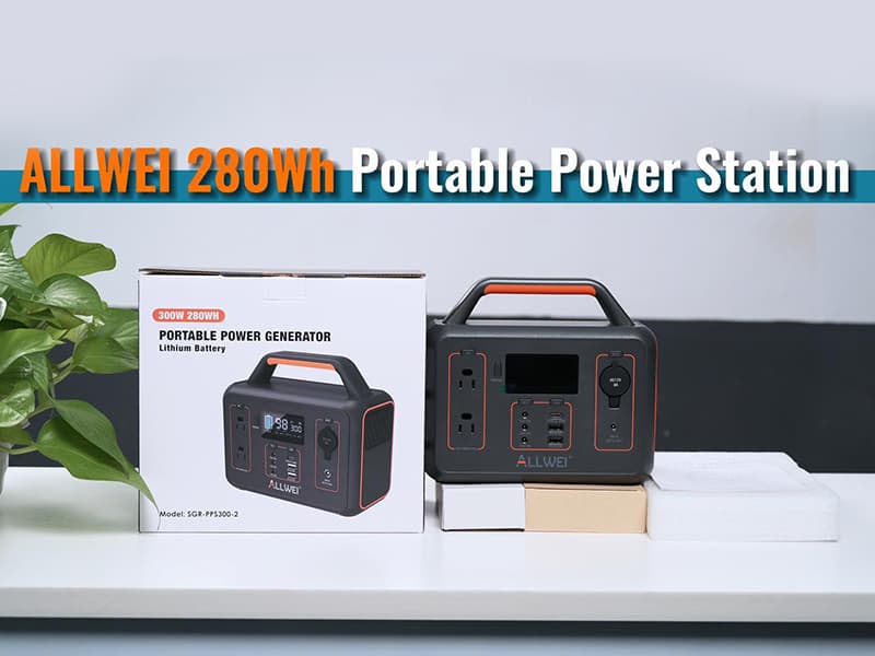 ALLWEI 300W Solar Generator with 100W Solar Panel Included, 280Wh Portable Power Station with AC Outlet USB Port, Solar Powered Battery Generator for Outdoor Camping, Home Backup, Power Outage