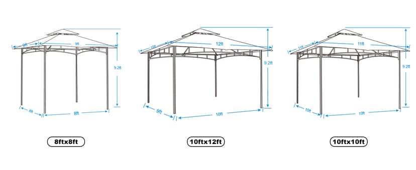ABCCANOPY Gazebos for Patios 10x10 - Outdoor Steel Frame Gazebo with Mosquito Netting for Lawn Backyard Garden Deck (Khaki)