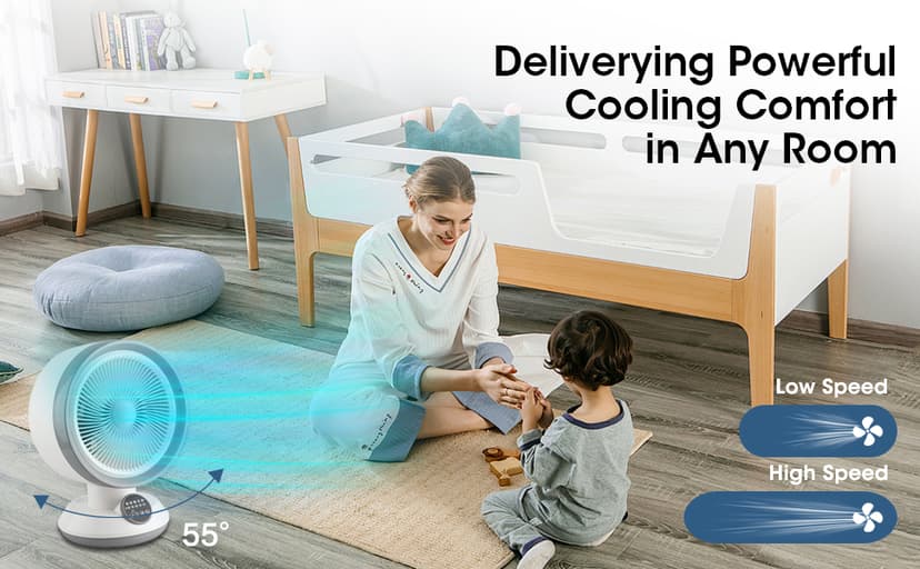 2 in 1 Heater Fan Combo, 1500W Portable Space Heater with Adjustable Temperature, Electric Cooling Fan with Oscillating,Overheat & Tip-Over Protection, Ideal for Home & Office Use