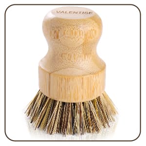 Bamboo Dish Brush Set, 3 Pcs Wooden Scrubber, Brass Brush and Pot Brush with Sisal and Palm for Cleaning Vegetables, Pots and Ovens