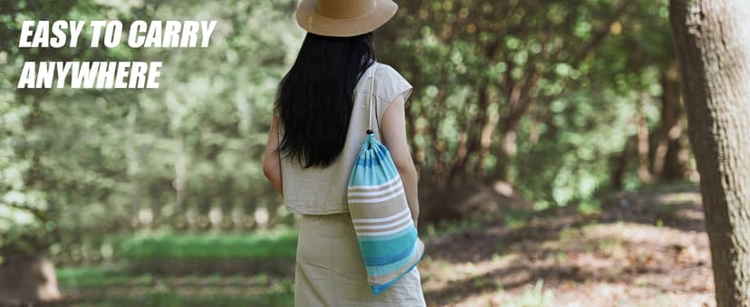 Brazilian Hammock with Tree Straps - Cotton Hammocks Portable Hammock with Carry Bag for Backyard, Porch, Outdoor and Indoor Use Yellow & Green