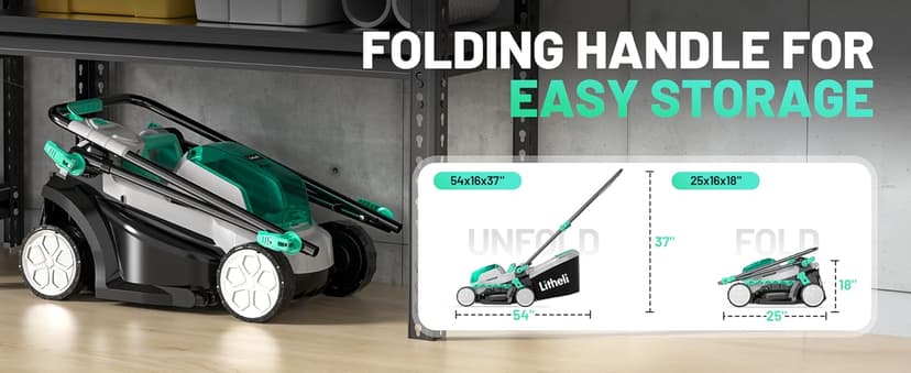 Litheli Cordless Lawn Mower 13 Inch, 5 Heights, 20V Electric Lawn Mowers for Garden, Yard and Farm, with Brushless Motor, 4.0Ah Battery & Charger Included