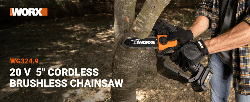WORX WG324.9 20V Power Share 5” Cordless Pruning Saw, Bare Tool Only, Black and Orange