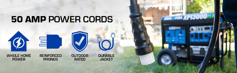 DuroMax XP5025GC 50-Amp 25-Foot 6-Gauge 14-50 CS6364 Heavy Duty Generator Cord for Home Power Backup, Black