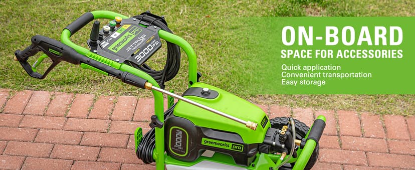 Greenworks Pro Brushless 3000 PSI (CSA Certified) 2.0 GPM Max / 1.1 GPM Electric Pressure Washer (Rugged Steel Frame, 25 FT Hose, 35 FT GFCI Power Cord)