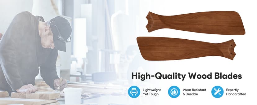 VONLUCE Ceiling Fans with Lights, 52 Inch Ceiling Fan and Remote, 6 Speed Reversible Noiseless DC Motor, 3CCT, Wood Ceiling Fan for Outdoor Indoor Farmhouse Patios, Walnut