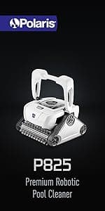 Polaris P825 Sport Robotic Pool Cleaner, Automatic Vacuum for InGround Pools up to 40ft, Wall Climbing Vac w/ Strong Suction & Easy Access Transparent Lid