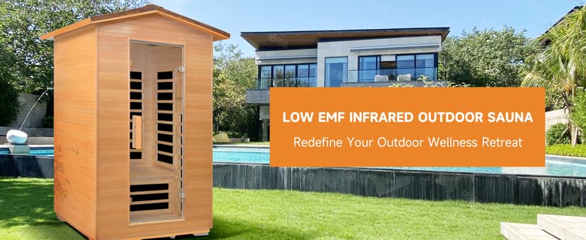 Outdoor Sauna 2 Person Far Infrared Saunas Dry Home Sauna Room Hemlock 1 to 2 Person Wood Sauna 1950W/110V Low EMF with Bluetooth Speaker, Reading Light, Cup Holder and Towel Rack - 47*39*82 IN
