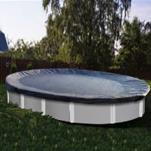 STARPYNG-Round Swimming Pool Cover, 5mil,Navy Blue and Black,Winter Underground Pool Cover,Easy Install, UV Protection,Water Proof Oval(Pool Size:19x28FT,Cover Size: 16x25FT)