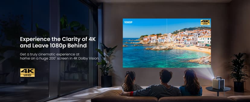 NEBULA Cosmos 4K SE Smart Projector, 4K High-Brightness with Dolby Vision, 200" Screen, 1,800 ANSI Lumens, HybridBeam, Enhanced Image Quality, Google TV, Portable, for Gaming, Home, and Office Use