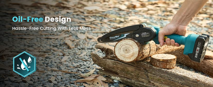 Seesii Mini Chainsaw Cordless 6-inch, Handheld Electric Power Chain Saw with 2 Batteries, for Tree Trimming Wood Cutting, Best Gifts for Dad, Husband