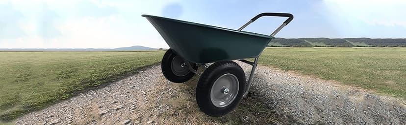 Wheelbarrow Garden Cart, Heavy Duty Home Utility Garden Cart, Dual-Wheel Home Garden Yard Utility Wheelbarrow Cart with Built-in Stand, Green