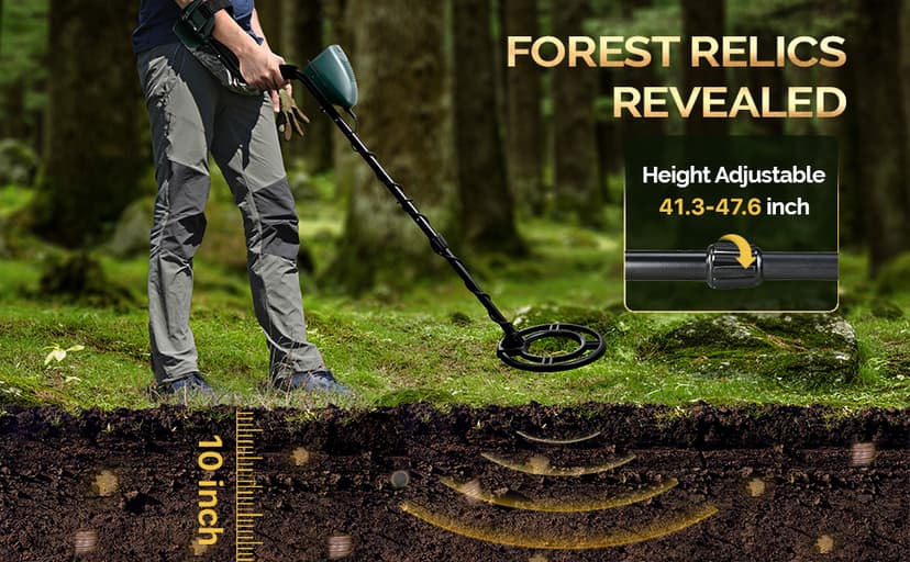 Metal Detector for Adults Professional - IP68 Waterproof Metal Detector, High Accuracy, A-M, Disc, Notch & Pinpoint Modes, Bigger LCD Display, 10” Waterproof Search Coil, New Advanced DSP Chip