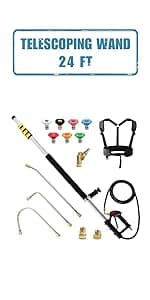 janz 14" Pressure Washer Surface Cleaner with 4 Wheels, Stainless Steel Housing, 1/4" Quick Plug, 2 Extension Wands, 2 Replacement Nozzles and 3 Spray Nozzles, 4000 PSI