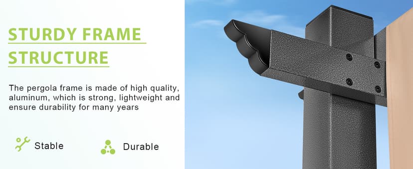 Aoxun 10'x10' Outdoor Pergola, Retractable Adjustable Roof, Aluminum Sun Shade Canopy, Modern Metal Patio Brown Shade Cover for Garden, Backyard and Deck