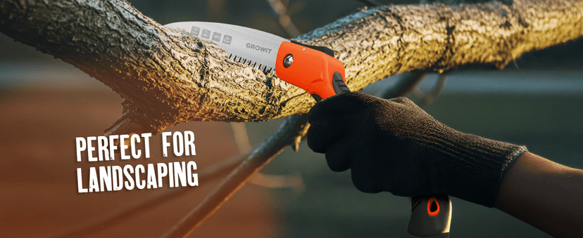 GROWIT Folding saw 11 Inch - Heavy Duty Pruning Saw with Triple-Cut SK5 Blade, 7 TPI Razor Teeth for Tree Trimming, Wood Cutting, Camping, Bushcraft, and Gardening