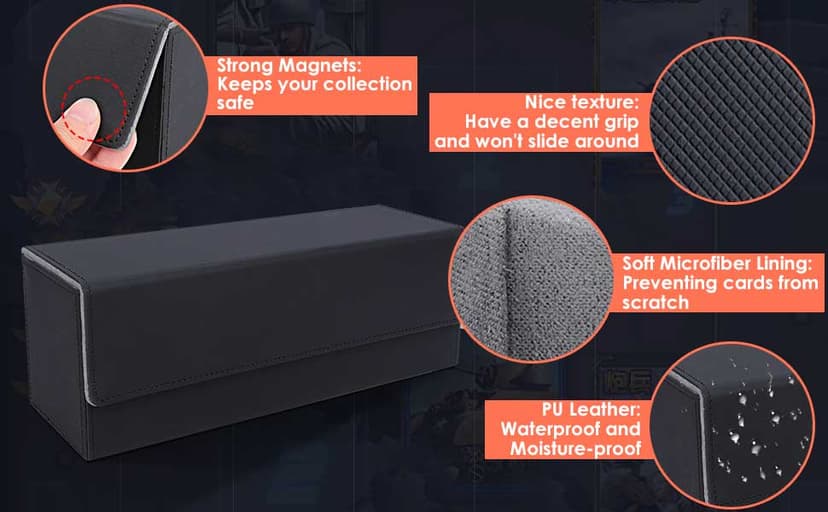 KKU Card Deck Boxes with 4 Pack Acylic Card Cases, Magnetic Closure Trading Card Deck Storage Box Fits 800+ Sleeved Cards Sport Cards