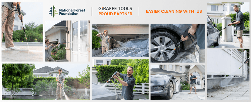 Giraffe Tools Pressure Washer Hose Reel, 1/4" × 65ft Pressure Hose Reel, Auto Rewind Power Washer Hose Reel, Wall/Floor Mounted, 3200 PSI
