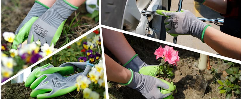 WORKPRO 6 Pairs Garden Gloves, Work Glove with Eco Latex Palm Coated, Working Gloves for Weeding, Digging, Raking and Pruning(L)