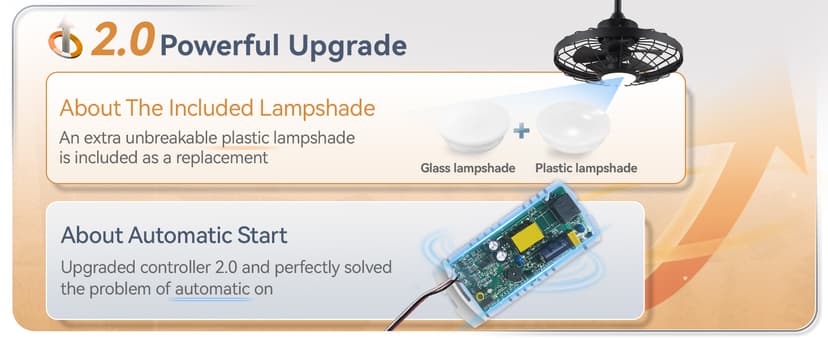 LEDIARY 20" Outdoor Ceiling Fans with Lights and Remote Control, Waterproof Caged Ceiling Fan with 3 Color LED Light,Portable Hanging Gazebo Fan with Plug in Cord Hook for Patios,Black