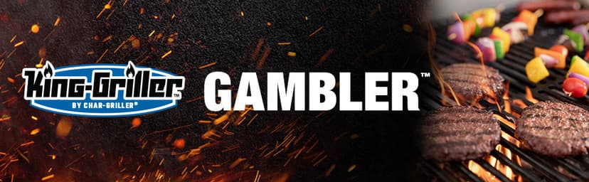 Char-Griller King-Griller Gambler Charcoal Grill and Smoker with Damper Smoke Control, Cast Iron Grates, and Side Shelf, 315 Cooking Square Inches in Black, Model E1416