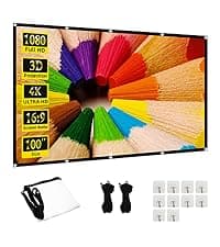 Projector Screen and Stand,Towond 120 inch Outdoor Projection Screen, Portable 16:9 4K HD Rear Front Movie Screen with Carry Bag Wrinkle-Free Design for Home Theater Backyard Cinema