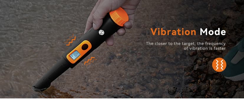 SUNPOW Metal Detector Pinpointer for Adults & Kids, Fully Waterproof, 360°Detection Handheld Pin Pointer Wand with LCD Screen, 3 Modes (Buzzer, Vibration,Sound) for Treasure Hunting- OTMD08