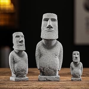 Easter Island Moai Statue - Stone Moai Figurine Decor for Home & Outdoor Garden - 3 (Large Size)