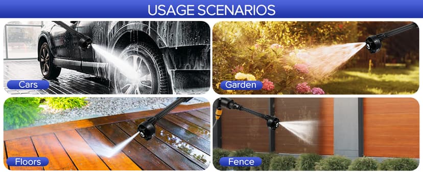 Upgrade 900PSI Cordless High Pressure Washer Gun, 15000mAh Battery Powered Pressure Washer with 6-in-1 Adjustable Nozzle, Portable Handheld Power Washer for Car, Home Cleaning & Garden Watering