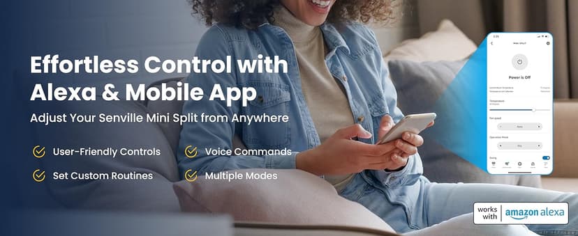 Senville LETO Series Mini Split Air Conditioner Heat Pump, 12000 BTU 110/120V, Inverter, Works with Alexa, SEER2 20.8, 1 Ton, White