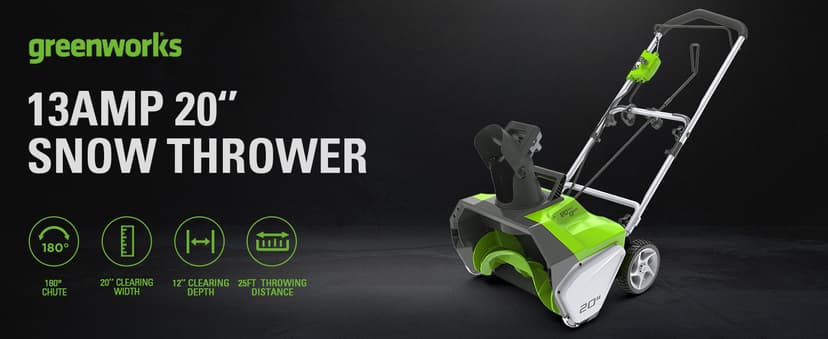 Greenworks 13 Amp 20-Inch Corded Snow Blower, 2600502