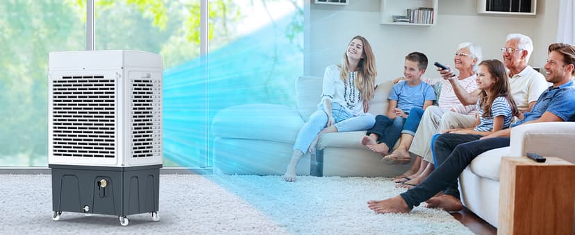 Evaporative Cooler, VAGKRI 2100CFM Air Cooler, 120°Oscillation Swamp Cooler with Remote Control, 24H Timer, 3 Wind Speeds for Outdoor Indoor Use,8 Gallon