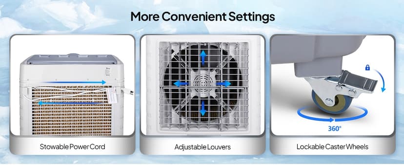 ROVSUN 4100CFM Portable Air Cooler, 13.2Gal/50L Evaporative Swamp Cooler, 3-IN-1 Cooling Fan with Remote Control, 3 Speeds, 7.5H Timer & 4 Ice Box, Humidifying Oscillating Fan for Indoor or Outdoor