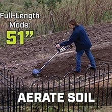 Fusion Drill-Powered Cultivator, Adjustable Tilling Width Up To 8”, Tilling Depth Up To 5.5”, Compatible With Most Cordless Drills, Adjustable Length, Model: 33061