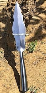 NauticalMart Hand-Forged Viking Saga Iron Spear Point Viking Accessories Medieval Steel Spearpoint Made From Carbon Steel Reenactment, Long Spear SCA LARP Knight (Silver)
