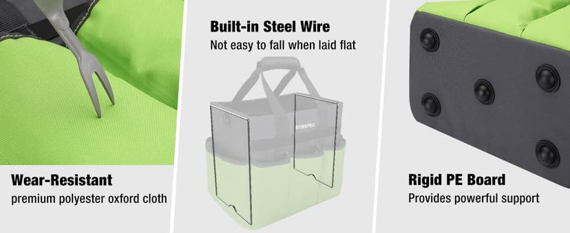 WORKPRO Garden Tool Bag Organizer, Heavy Duty Gardening Tote Bag with 10 Pockets and Long Adjustable Shoulder Strap, Standable Garden Home Tool Kits Organizer, Green