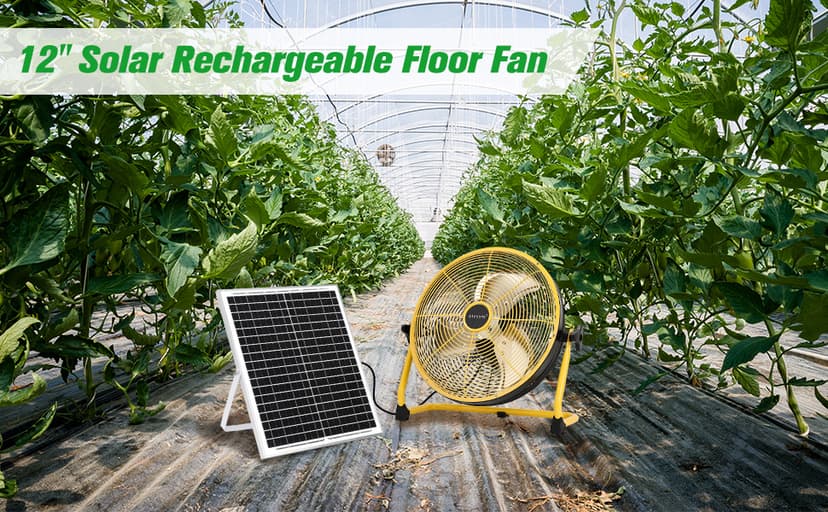 16" Large Solar Rechargeable Floor Fan, 15600 mAh 20W Solar Powered Portable Battery Fan for Home Outdoor Camping Gazebo Chicken Coop Greenhouse Barn, with 360° Adjust Tilt